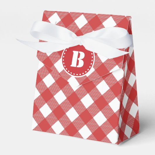 Red Gingham Checkered Pattern Favor Box Bedankdoosjes (Voorkant Zijde)