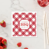 Red Gingham Checkered Pattern Paper Napkin Servet (Insitu)