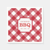 Red Gingham Checkered Pattern Paper Napkin Servet (Voorkant)