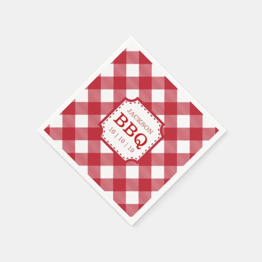 Red Gingham Checkered Pattern Paper Napkin Servet (Hoek)