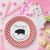 Red Gingham Checkered Pig Roast BBQ Party Papieren Bordje (Feest)