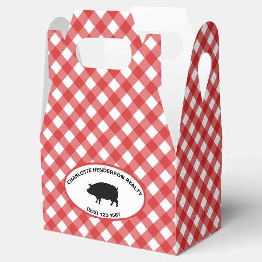 Red Gingham Checkered Summer Barbecue Party Bedankdoosjes (Geopend)