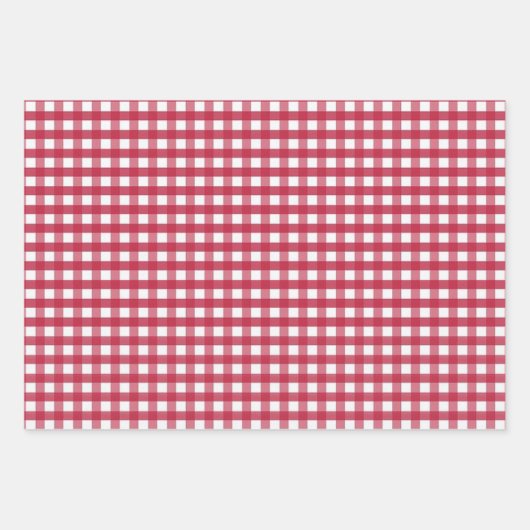 Red Gingham Checks Design Inpakpapier Vel (Voorkant 3)