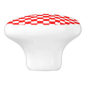 Red Gingham Checks Keramische Knop (Zijkant)