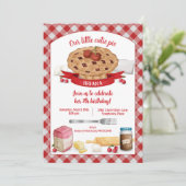 Red Gingham Cherry Cutie Pie Birthday Party Kaart (Staand voorkant)