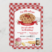 Red Gingham Cherry Cutie Pie Birthday Party Kaart (Voorkant / Achterkant)