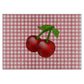 Red Gingham Cherry Snijplank (Voorkant)