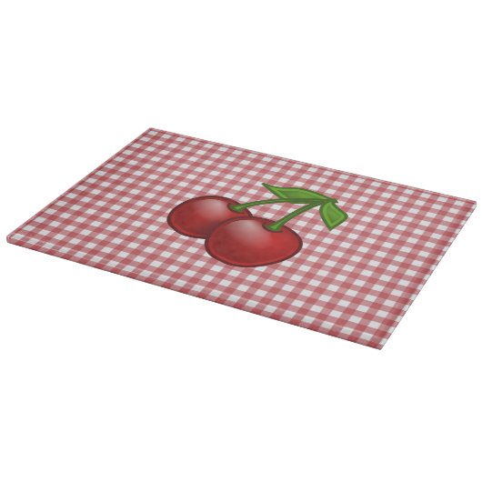 Red Gingham Cherry Snijplank (Hoek)