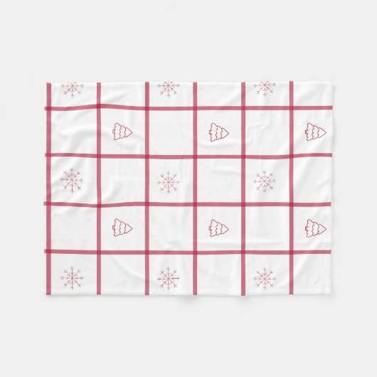 Red Gingham Christmas Pattern Fleece Deken (Voorkant (Horizontaal))