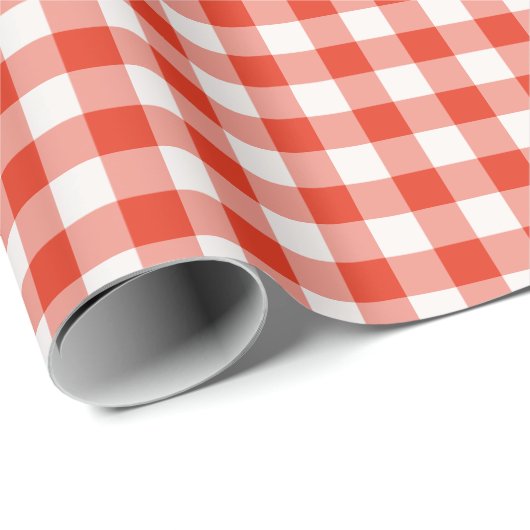 Red Gingham Classic Country Boerderij Cadeaupapier (Rol Hoek)