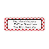 Red Gingham Controleer adres Mailing Labels (Voorkant)