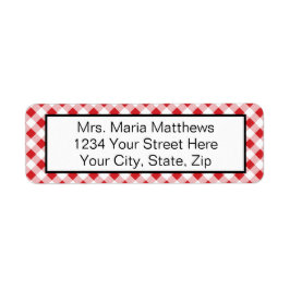 Red Gingham Controleer adres Mailing Labels