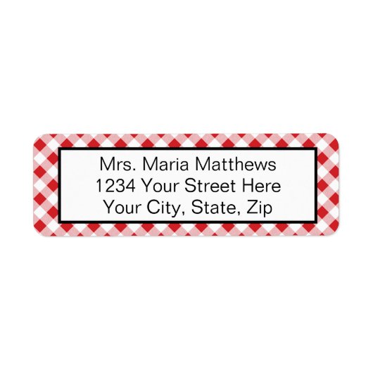 Red Gingham Controleer adres Mailing Labels (Voorkant)