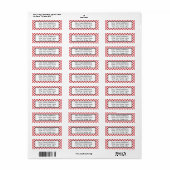 Red Gingham Controleer adres Mailing Labels (Full Sheet)