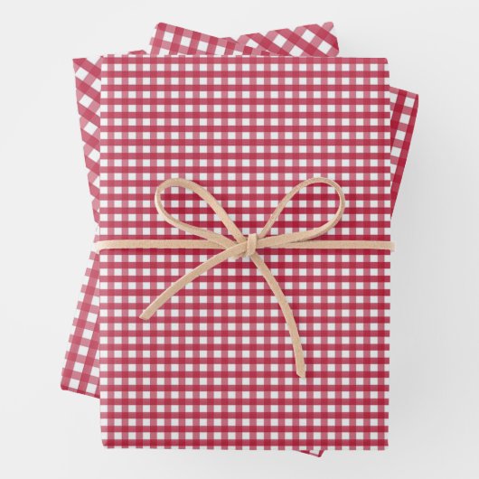 Red Gingham controleert ontwerp Inpakpapier Vel (In situ)