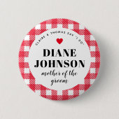 Red Gingham Country Chic Huwelijksfeest Ronde Button 5,7 Cm (Voorkant)