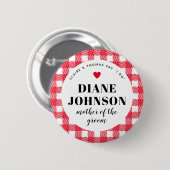 Red Gingham Country Chic Huwelijksfeest Ronde Button 5,7 Cm (Voorkant /achterkant)