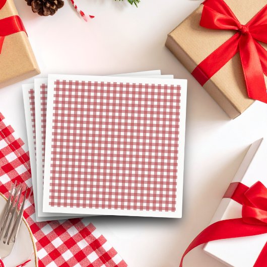 Red Gingham Country Christmas Vrijgezellenfeest Servet