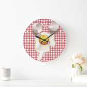Red Gingham Cracked Egg Kitchen Wall Clock Grote Klok (Huis)