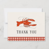 Red Gingham Crawfish Boil Seafood Dank u voor uw o Bedankkaart (Voorkant)