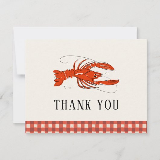 Red Gingham Crawfish Boil Seafood Dank u voor uw o Bedankkaart (Voorkant)