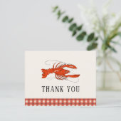 Red Gingham Crawfish Boil Seafood Dank u voor uw o Bedankkaart (Staand voorkant)
