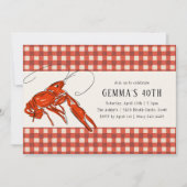 Red Gingham Crawfish Boil Seafood Summer Party Kaart (Voorkant)
