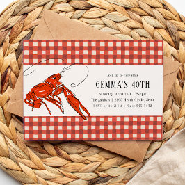 Red Gingham Crawfish Boil Seafood Summer Party Kaart