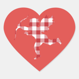 Red Gingham Cupid Hart Sticker