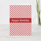 Red Gingham Custom Birthday Kaart (Voorkant)