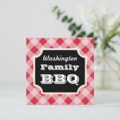 Red Gingham Custom Zomer Familie BBQ Uitnodigingen (Staand voorkant)