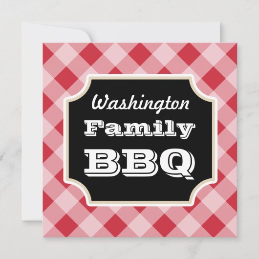 Red Gingham Custom Zomer Familie BBQ Uitnodigingen (Voorkant)