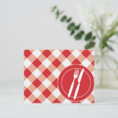 Red Gingham & Cutlery Briefkaart (Staand voorkant)