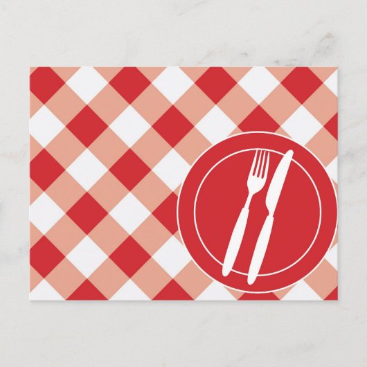 Red Gingham & Cutlery Briefkaart (Voorkant)