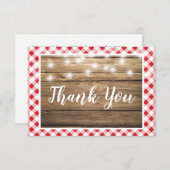 Red Gingham Dank u rustieke houten event douche Bedankkaart (Voorkant / Achterkant)