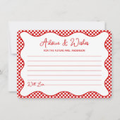 Red Gingham Dat is Amore Vrijgezellenfeest Advies Notitiekaartje (Voorkant)