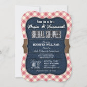 Red Gingham, Denim bruids douche uitnodiging (Voorkant)