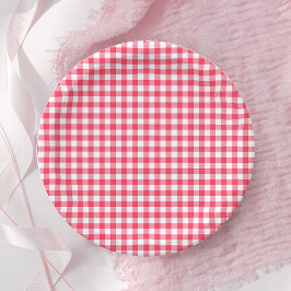 Red Gingham eerste verjaardag Papieren Bordje