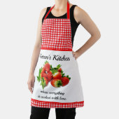 Red Gingham en aardbeien Aangepast Schort (Insitu)