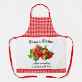 Red Gingham en aardbeien Aangepast Schort (Voorkant)
