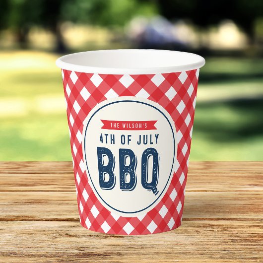 Red Gingham en Blue 4 juli BBQ Paper Cups Papieren Bekers