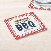 Red Gingham en Blue Baby shower BBQ Party Kartonnen Onderzetters (Schuin)