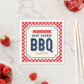 Red Gingham en Blue BBQ Baby shower Servet (Insitu)