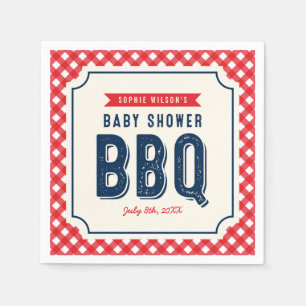 Red Gingham en Blue BBQ Baby shower Servet