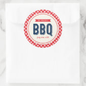 Red Gingham en Blue BBQ Party Ronde Sticker (Tas)
