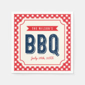 Red Gingham en Blue BBQ Party Servetten (Voorkant)