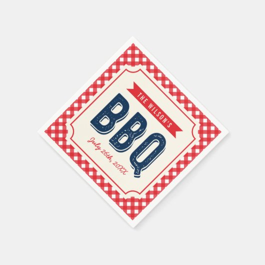 Red Gingham en Blue BBQ Party Servetten (Hoek)