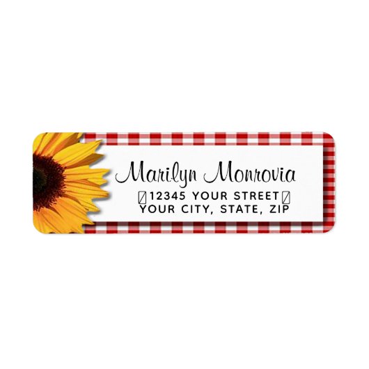 Red Gingham en het Etiket van het Adres van de Ter (Voorkant)