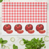 Red Gingham en Tomaten Kitchen Theedoek (Gevouwen)