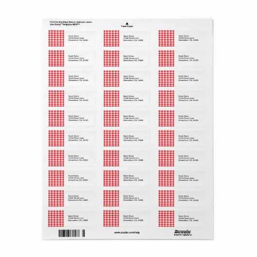Red Gingham Etiket (Full Sheet)